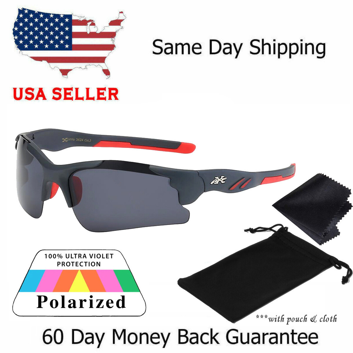 X-Loop Polarized Wrap Sunglasses Mens Sport Fishing Golfing Glasses Tac Lens