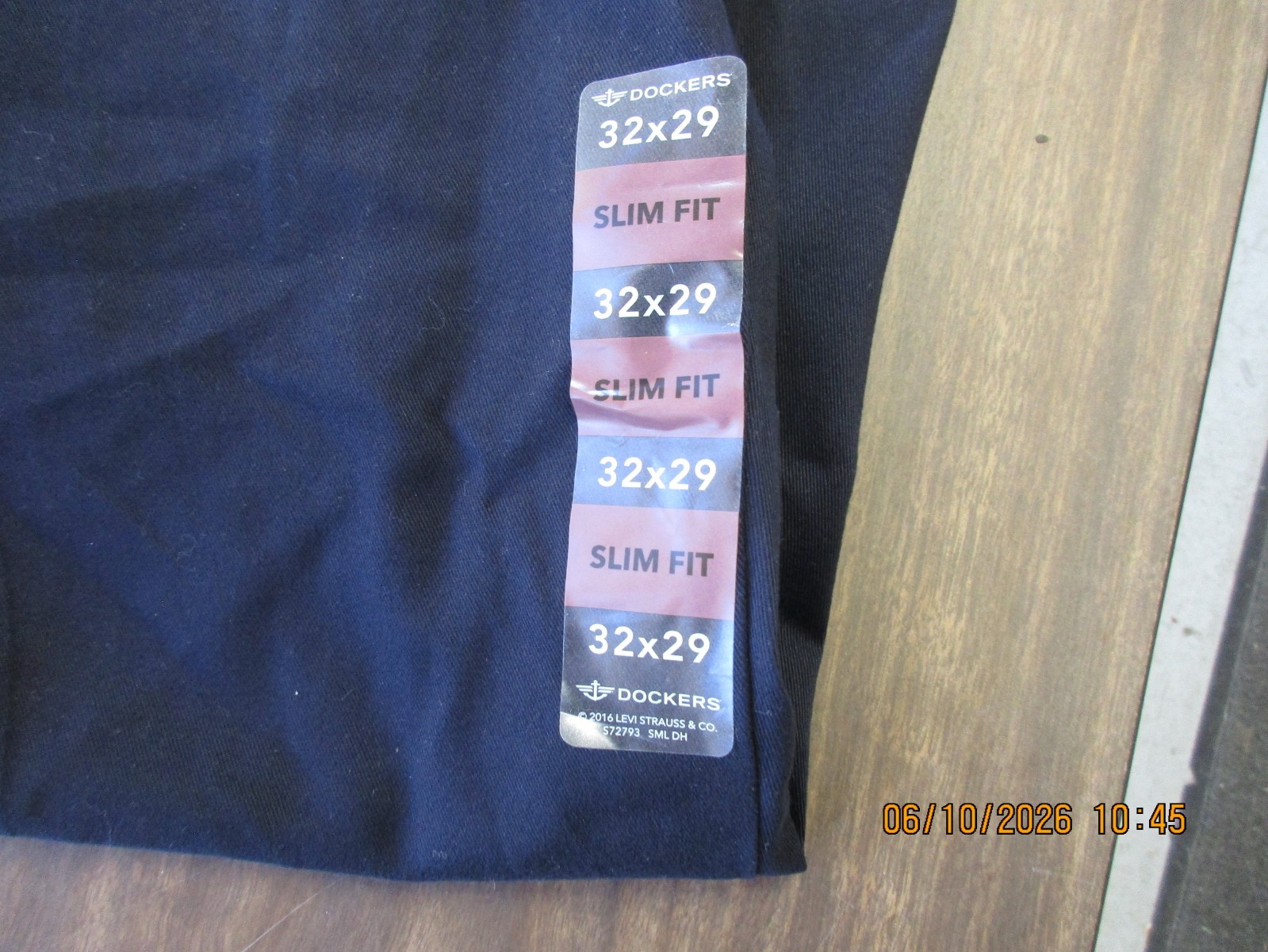 New Dockers Pants Mens 32×29 Dark Blue Easy Khaki Slim Fit Stretch Free Shipping