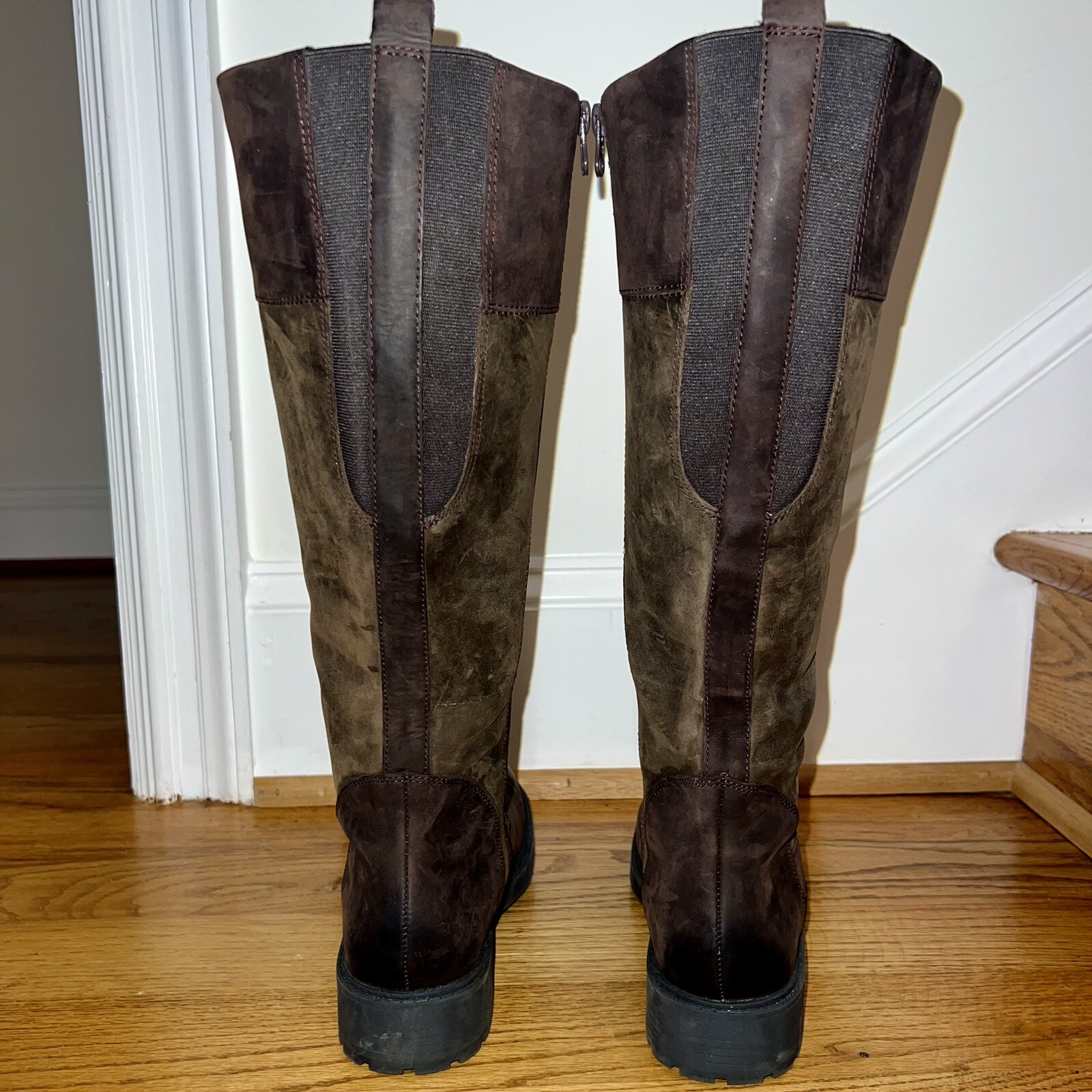 Clarks Leather Boots 9.5 Dk Brown oiled Nubuck Zipper Riding Orinoco2 Horse