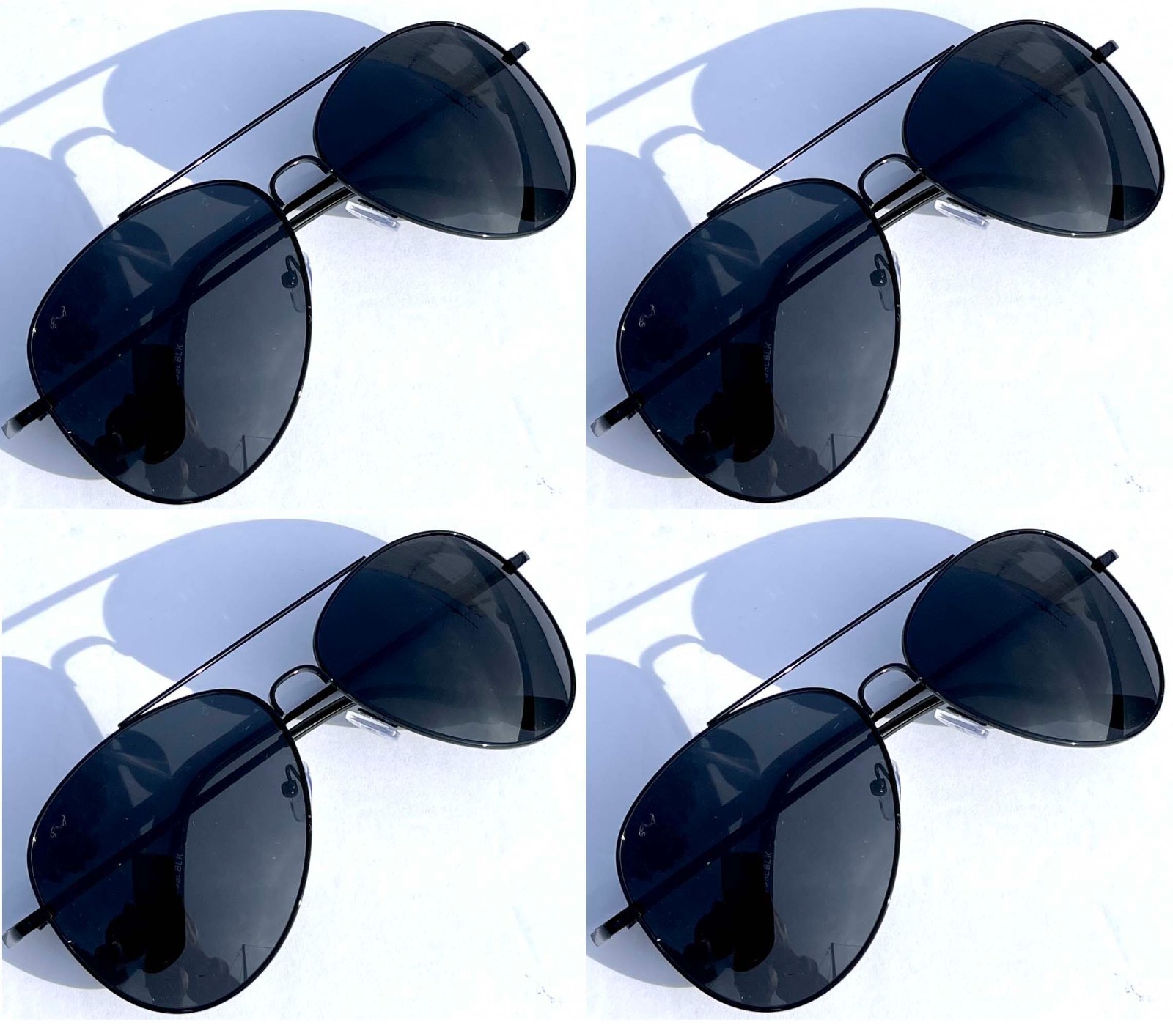 Spring Hinge Pilot Sunglasses Men Women Black Spring Hinge 100% UV 400 4 Pack