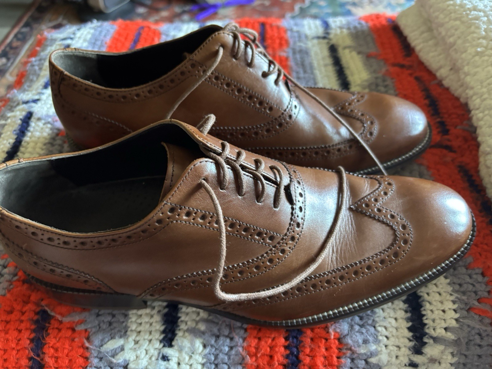 Cole Haan Williams Wingtip Oxford Size 9 1/2 M Shoes Brown Tan Leather C12210