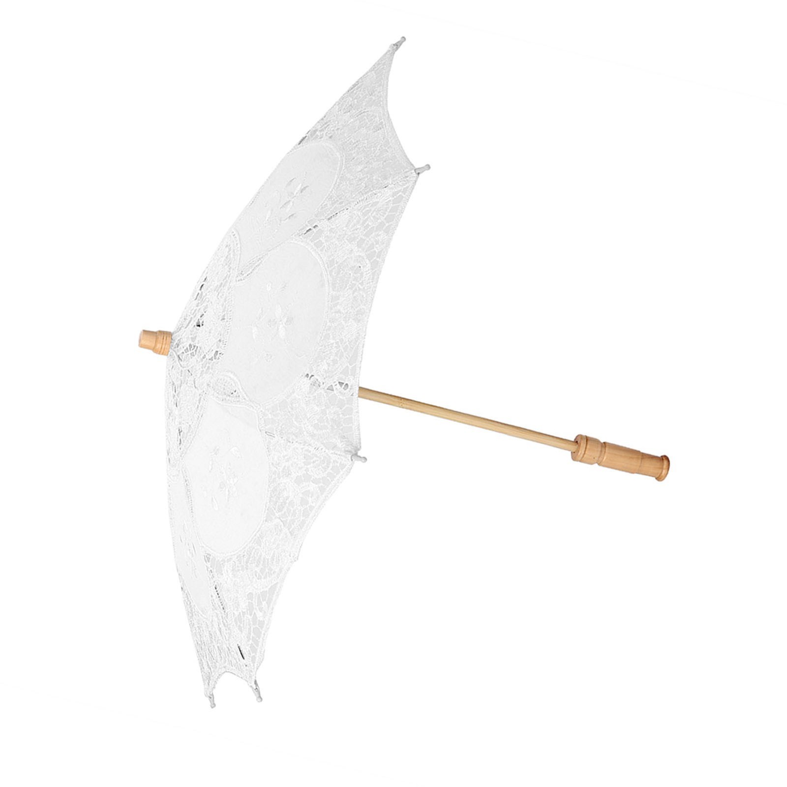 Handmade Lace Flower Embroidery Parasol Wedding Bride Photography Umbrella White