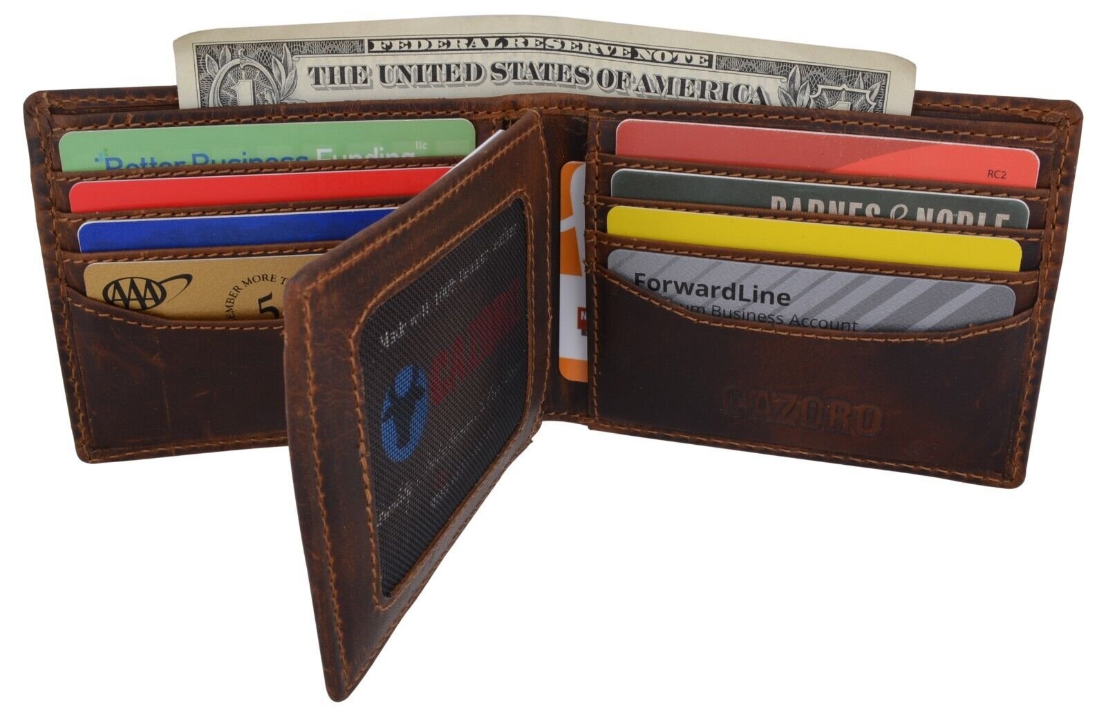 RFID Blocking Brown Vintage Leather Men’s Bifold Center Flap Wallet