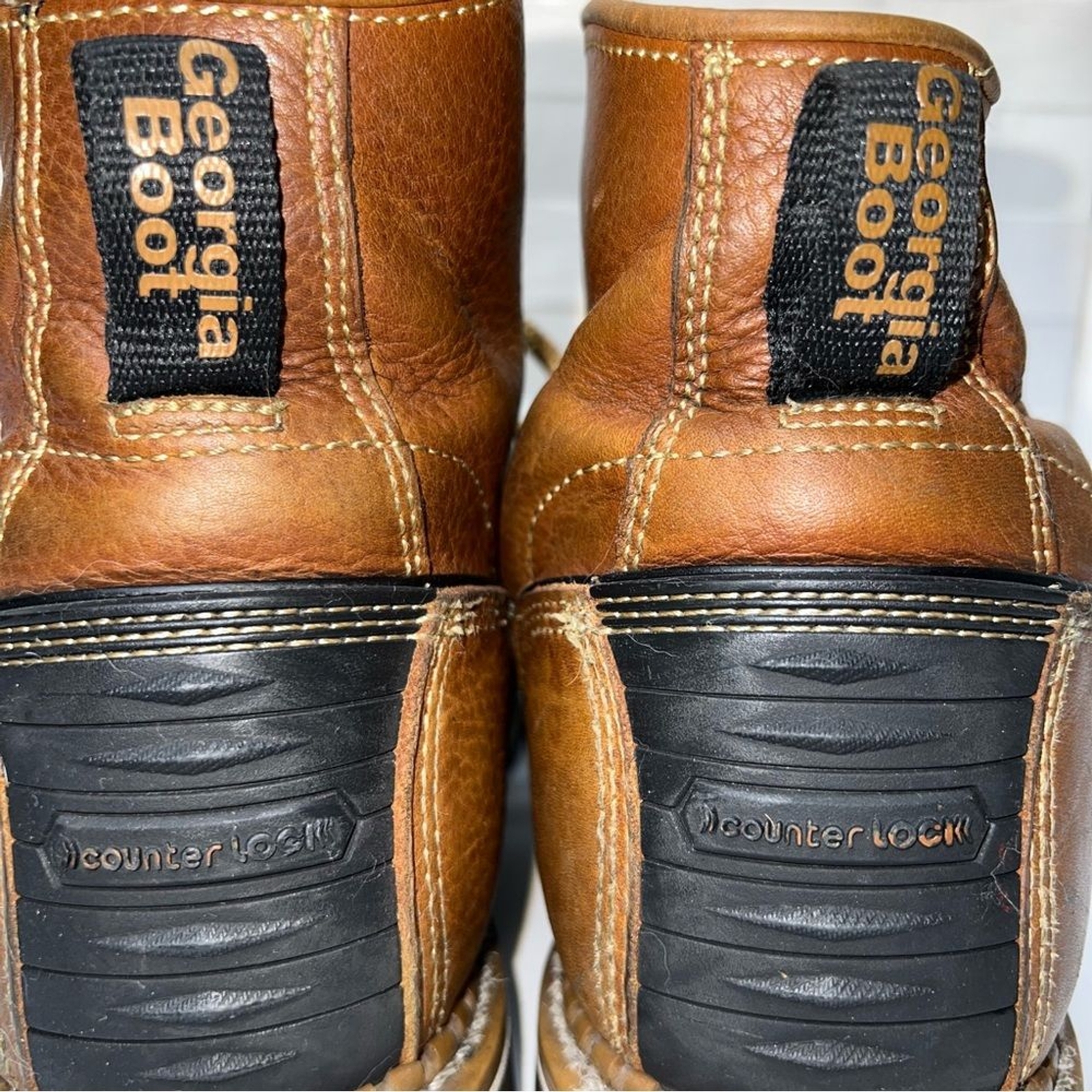 Georgia Boot Brown Custom Tuff-Toe Mock Wedge Work Boots 11.5W