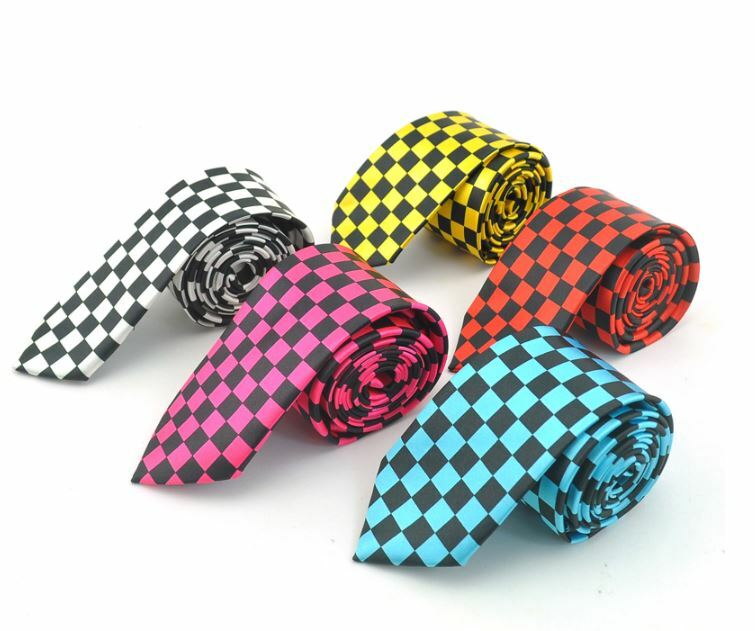 New Checkered NECK TIE Necktie Solid Color Checker Board Wedding USA SELLER