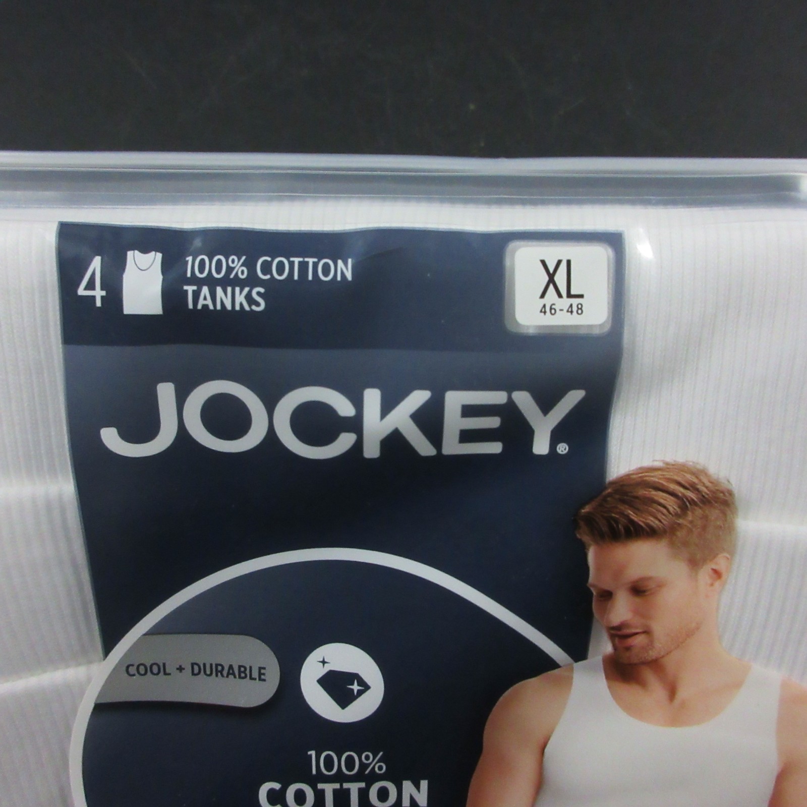 New Jockey 4 Pack Men’s Stay Cool Cotton Tanks Size Extra Large XL White