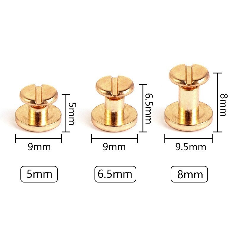 10SETS Flat Belt Screw Leather Solid Rivet Stud Heads Craft Chicago Nail New