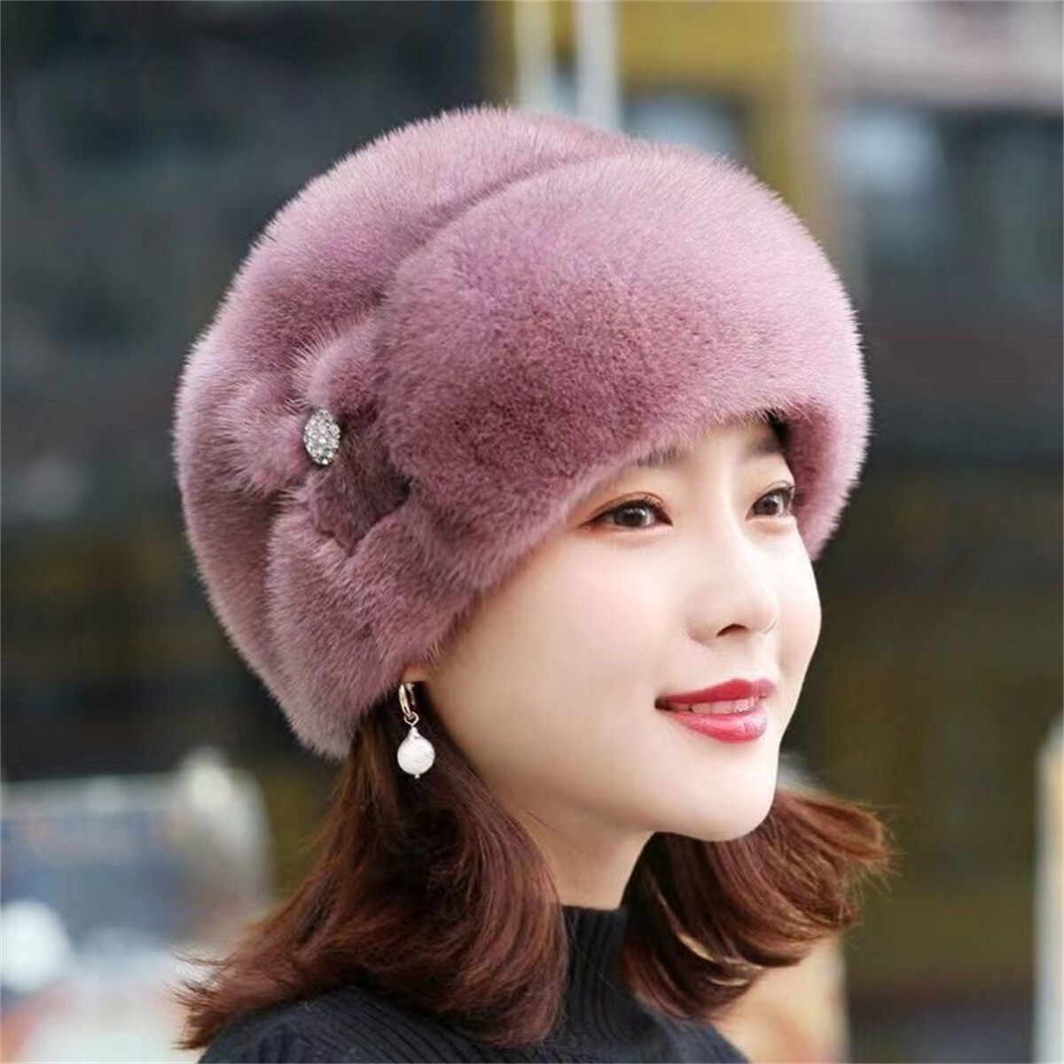 Women Winter Russian Fluffy Hats Faux Fur Headband Hat Thick Ear Warm Ski Cap