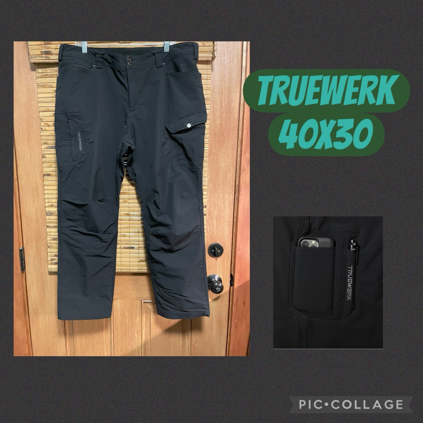 Truewerk T2 Werkpants Mens 40×30 Black Water Resistant Pants Softshell