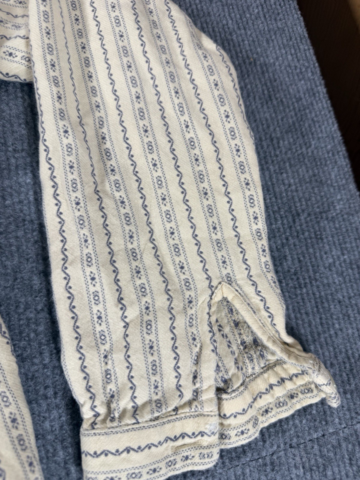 Vintage L.L.Bean Prairie Dress Women’s Small Blue Cream Calico Stripe