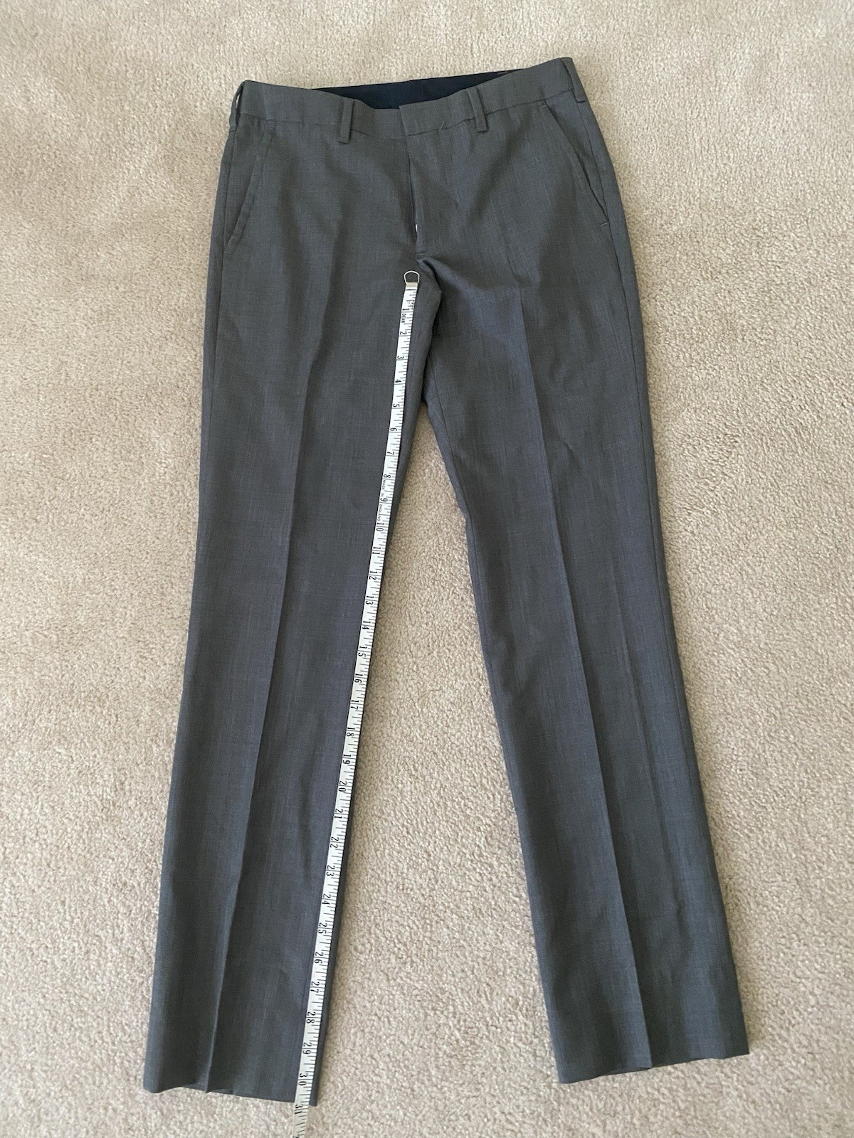 Mens Bonobos Flat Front Dress Pants Gray 100% Wool 28×31