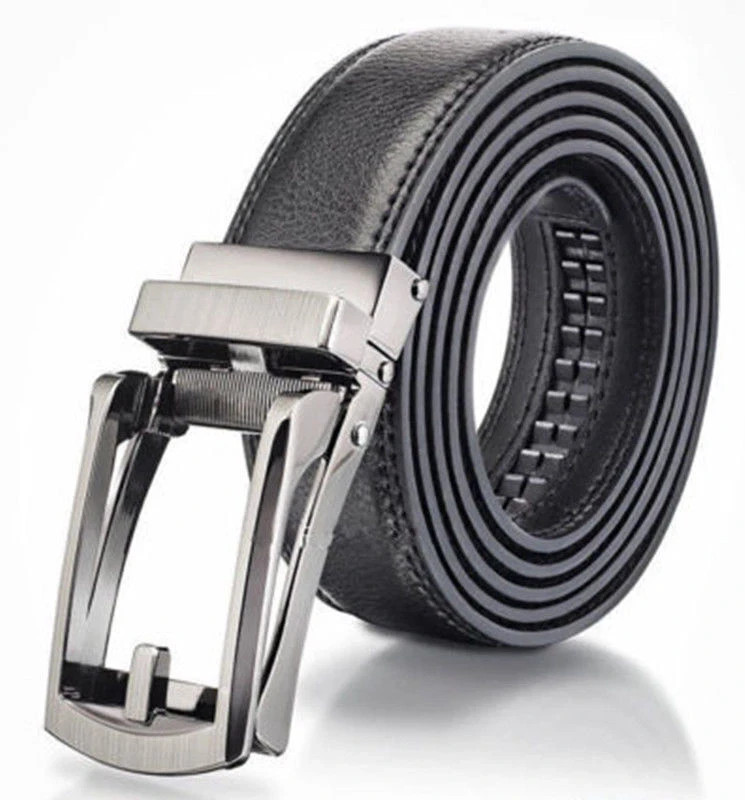 28″-50″ Men’s Leather Ratchet Dress Belts Automatic Buckle Click Sliding Belt