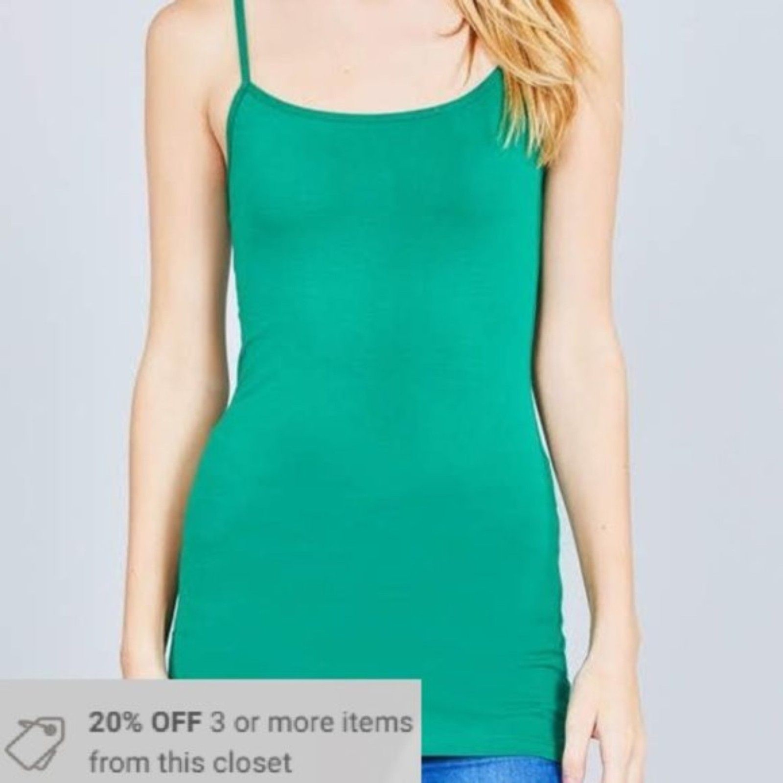 Basic Layering Tank Camisole Longer Length Kelly Green S M L XL XXL XXXL