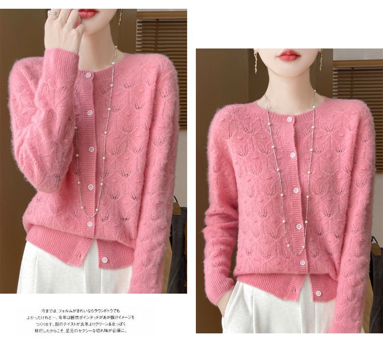 100% Cashmere Crew Neck Long Sleeve Cardigan Women’s Cashmere Cardigan Sweater