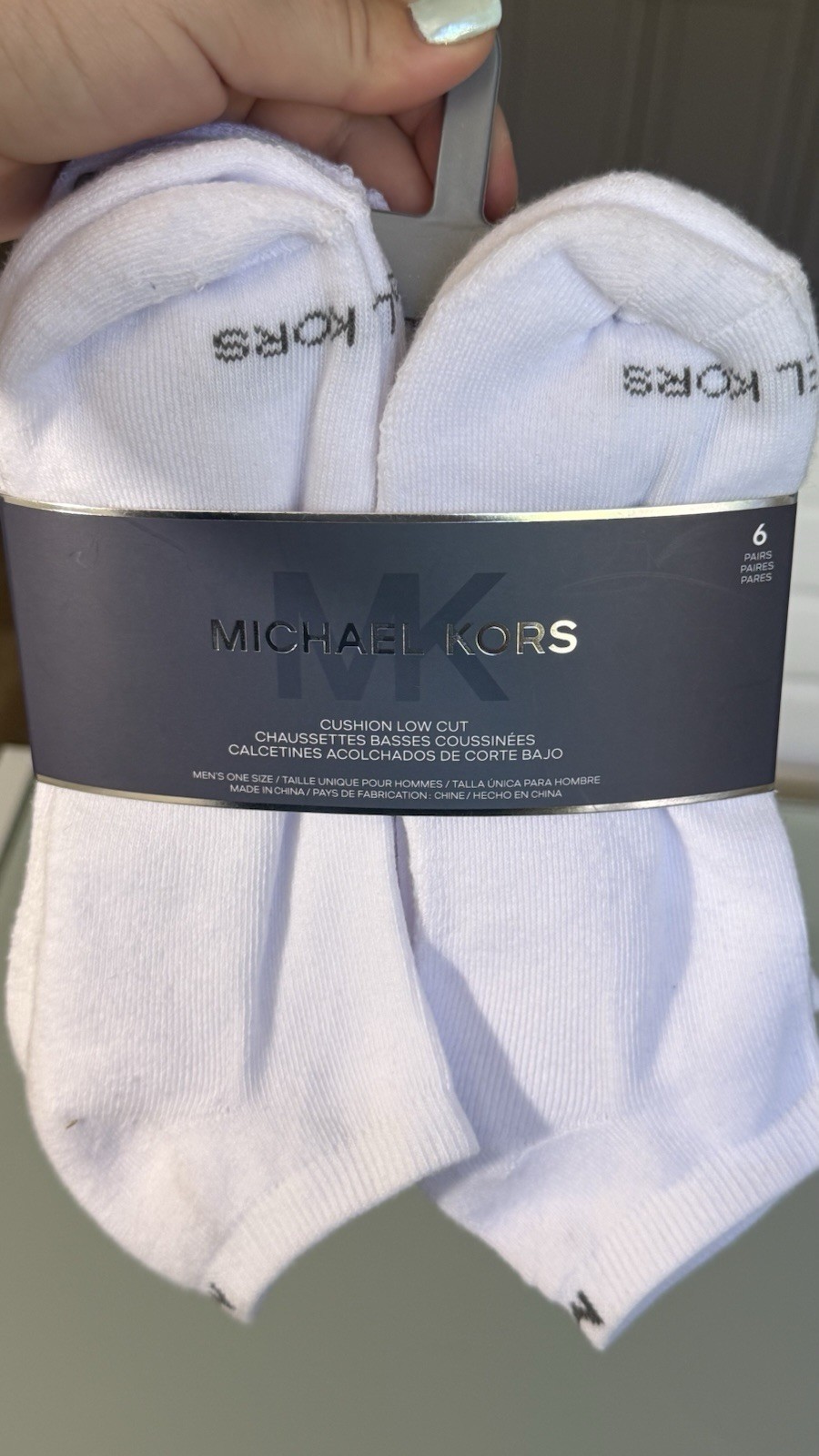 Michael Kors Men’s Cushioned Low Cut Socks 6 Pair Pack White One Size NWT