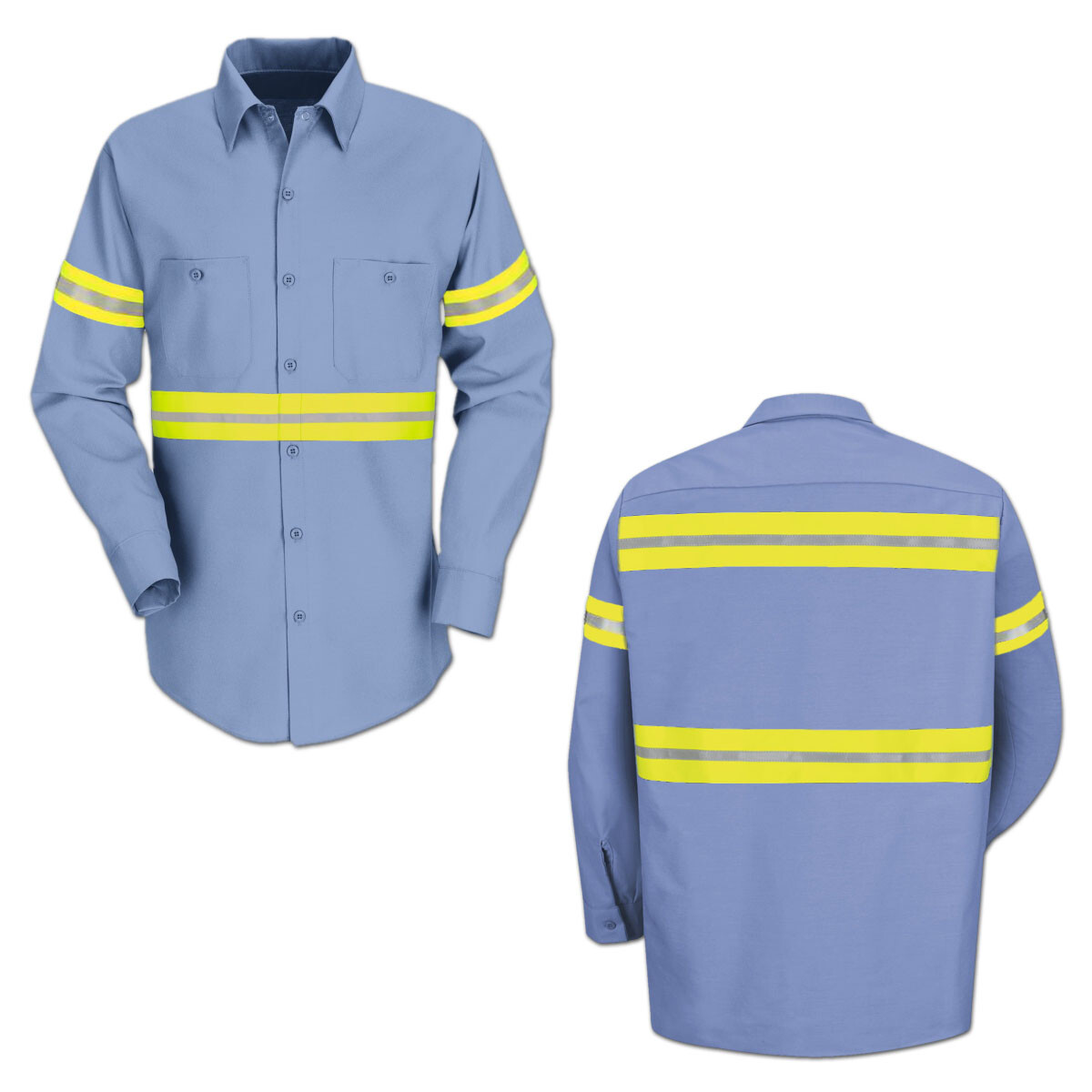Red Kap Enhanced Visibility Hi Vis Reflective Work Towing Uniform Shirts LS