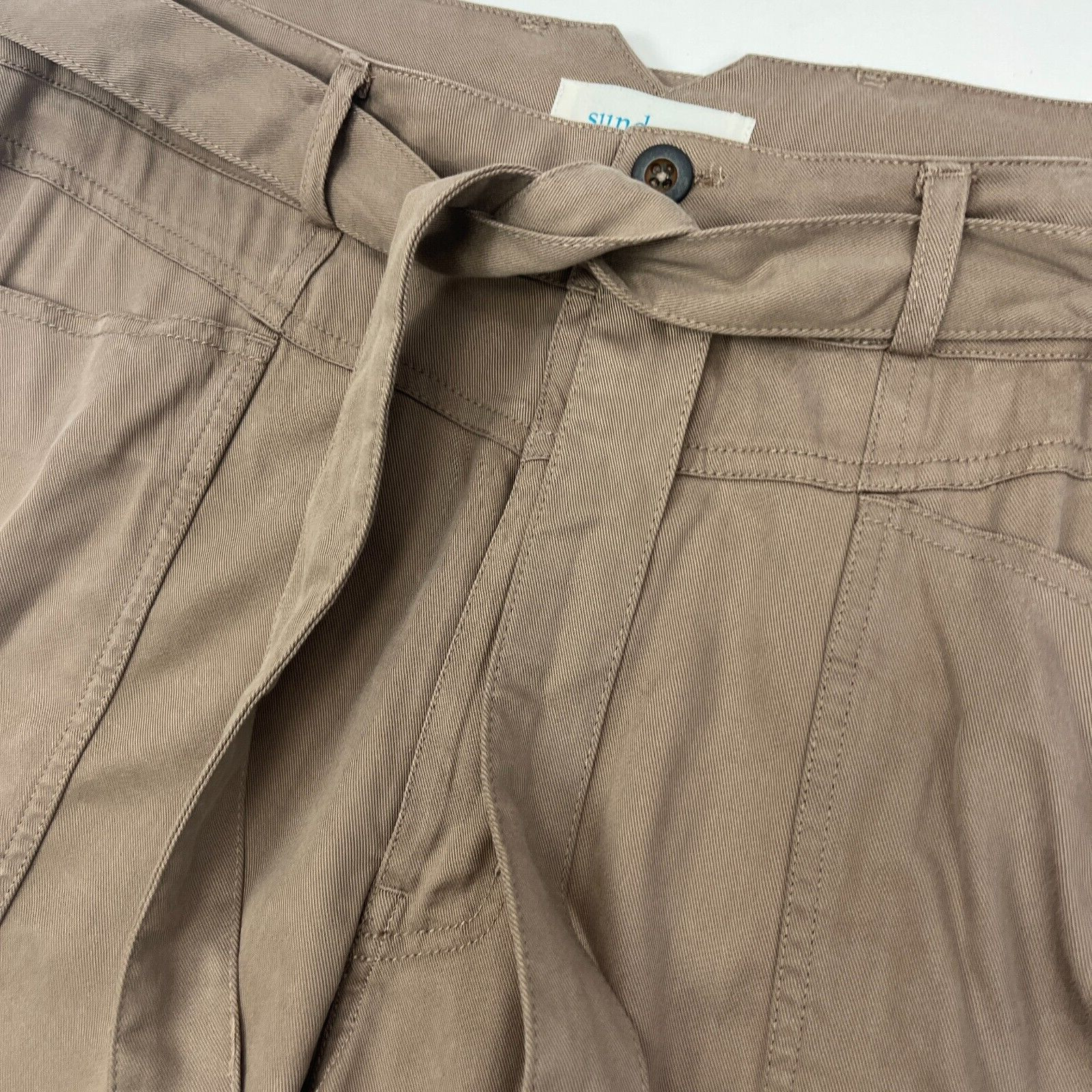Sundance Fluid Days Pants Lyocell Viscose High Waist Belted Clay Brown Size 14