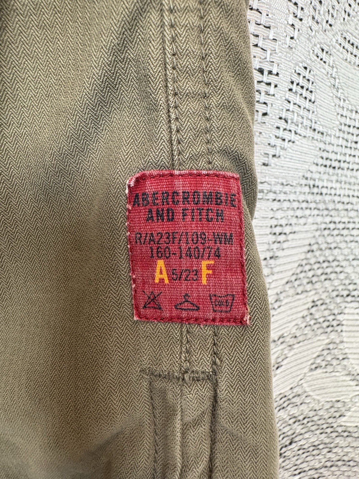 Vintage 90s Y2K Abercrombie & Fitch Military Cargo Pants Herringbone Olive Green