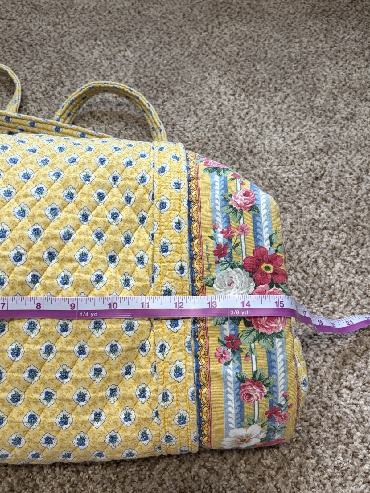VTG Rare Vera Bradley Elizabeth Retired Small Duffel Handbag Yellow Rose Floral