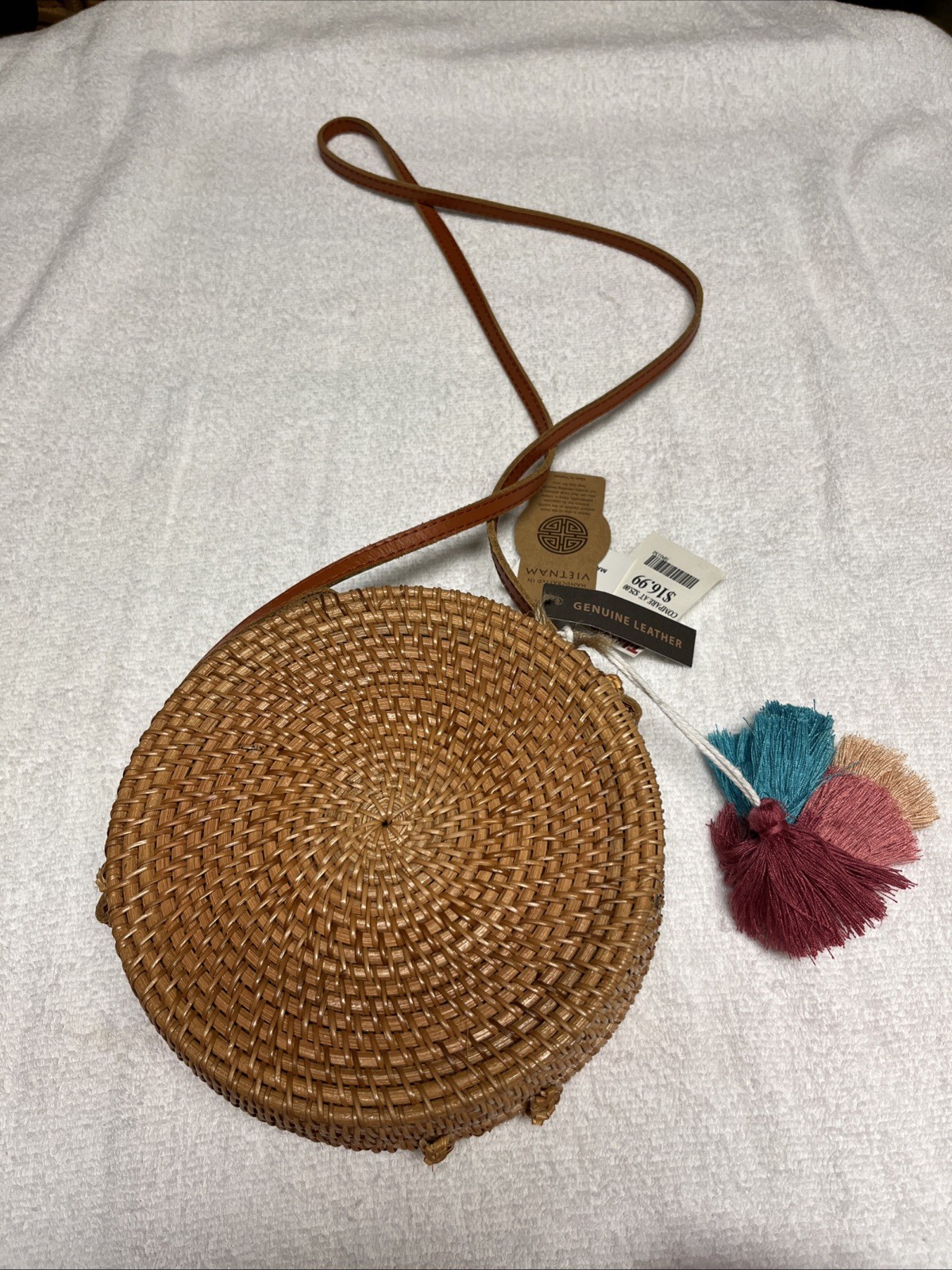 Women’s Shoulder Bag Genuine Leather Brown Woven