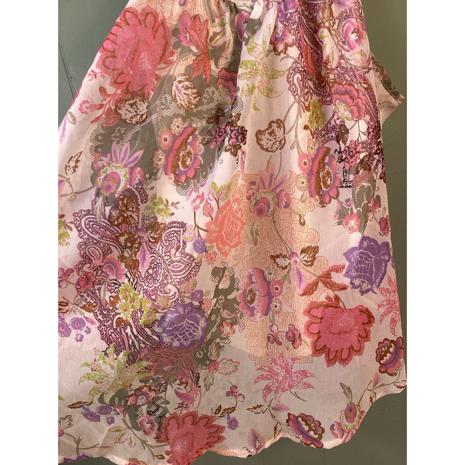 OPPA! Pink Floral Paisley High-Low Racerback Tank Top Lined Size Large