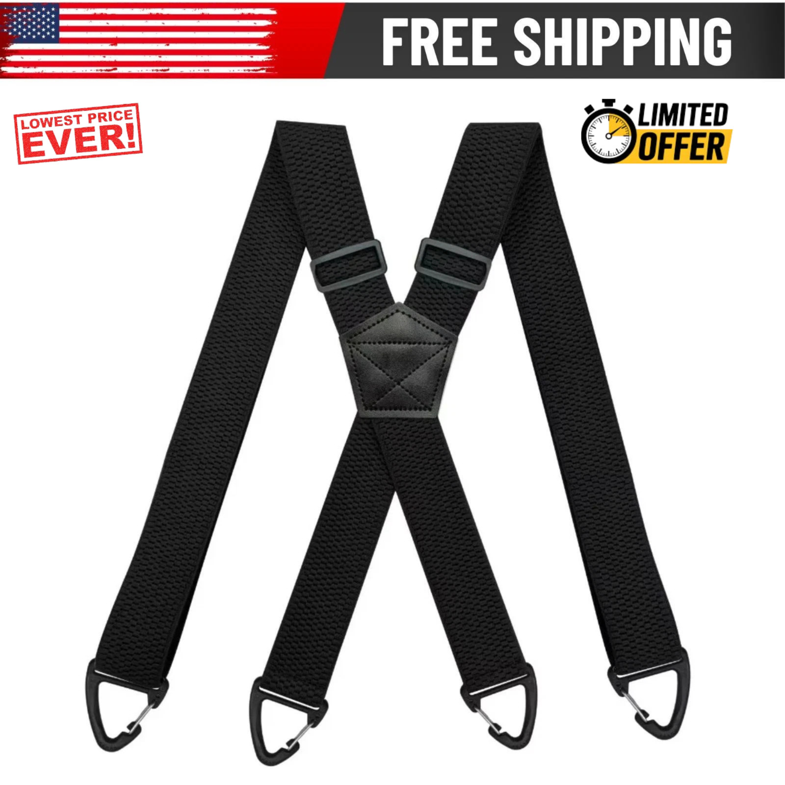 Heavy Duty Elastic Suspenders for Men Trouser Pants Braces Strap Work Belt