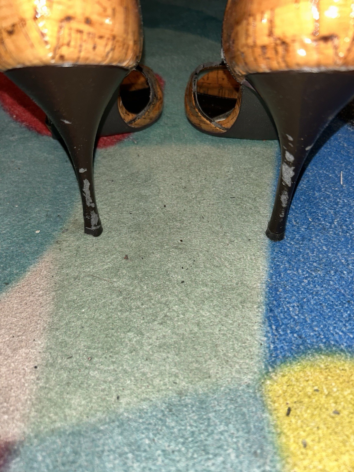 Chadwicks Tan Black D’Orsay Peep Toe Solid Stiletto Slip On Synthetic Heels