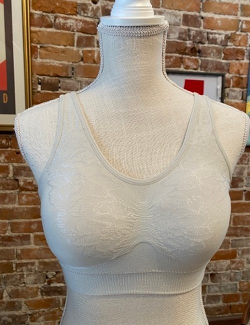 Rhonda Shear Light Gray Jacquard Ahh Bra Removable Pads New