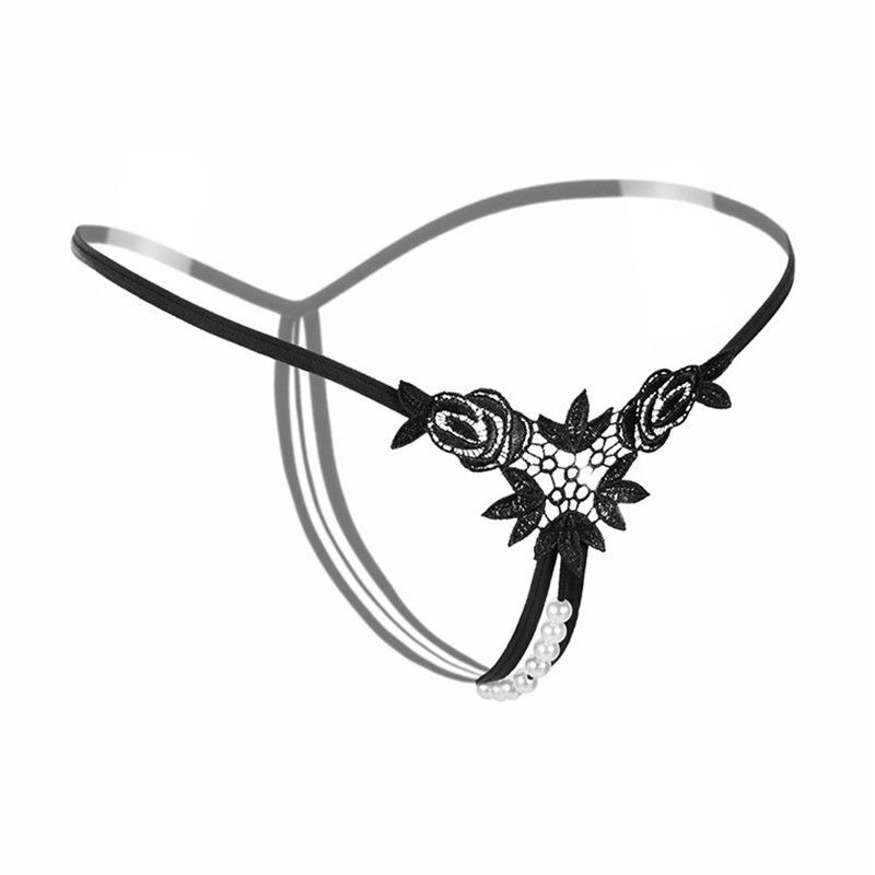 Women Sexy Thong Underwear Pearl Lace G-string Panties Lingerie T-back Knickers