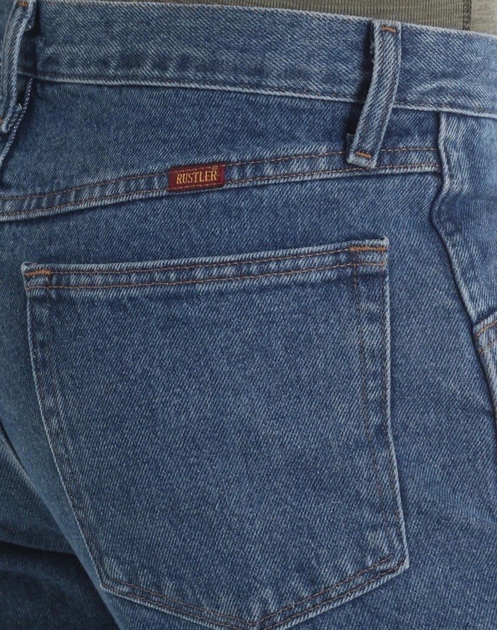 Men’s Rustler Wrangler Classic Regular FIt Straight Leg Jeans 100% Cotton