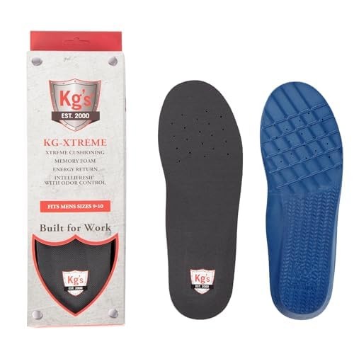 Kg’s KG-Xtreme Cushioned Insoles – Memory Foam Insoles with Arch for All Day …