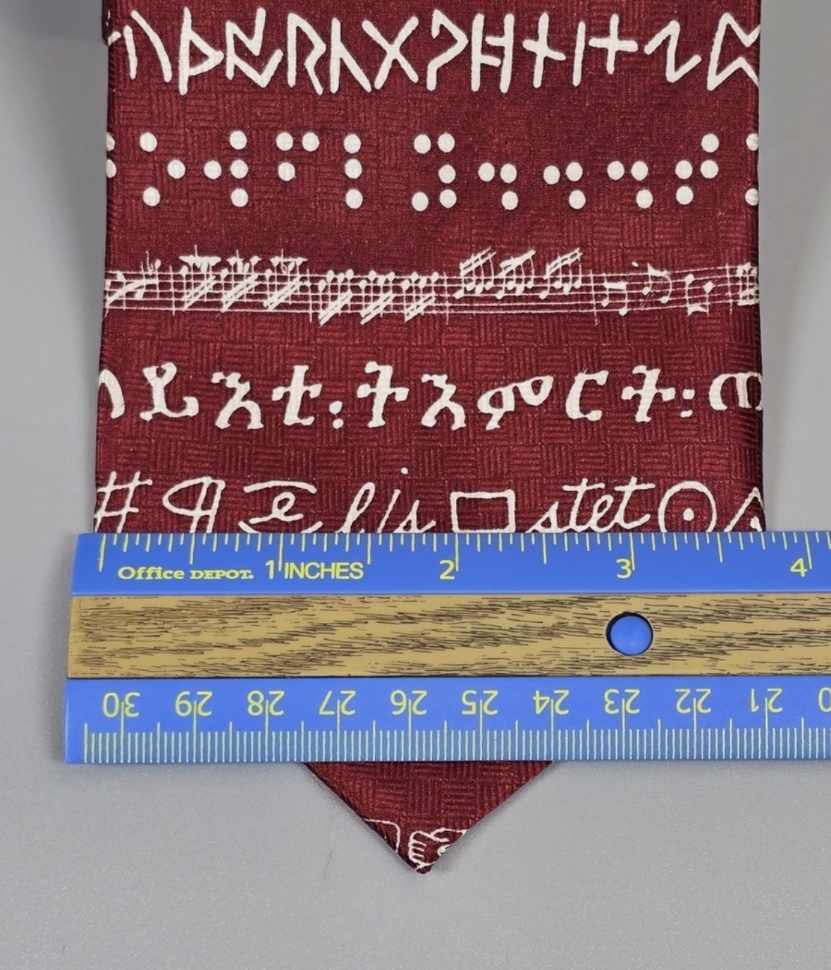 Josh Bach World Languages Red Men’s Silk Tie 58″ x 3.75″ USA / SEE DESCRIPTION