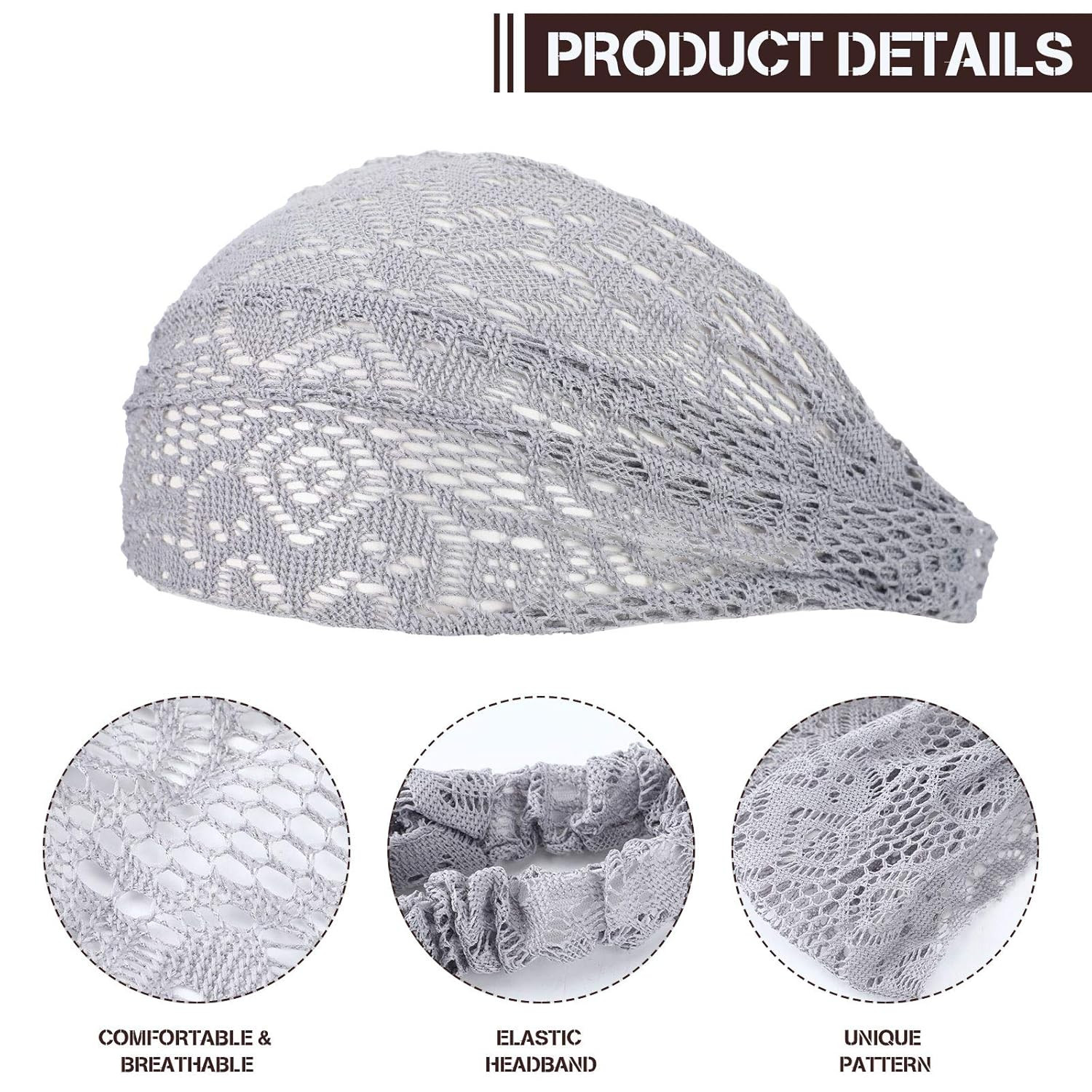 WILLBOND 6 Pieces Lace Headbands for Women Crochet Head Wrap Elastic Elegant Boh