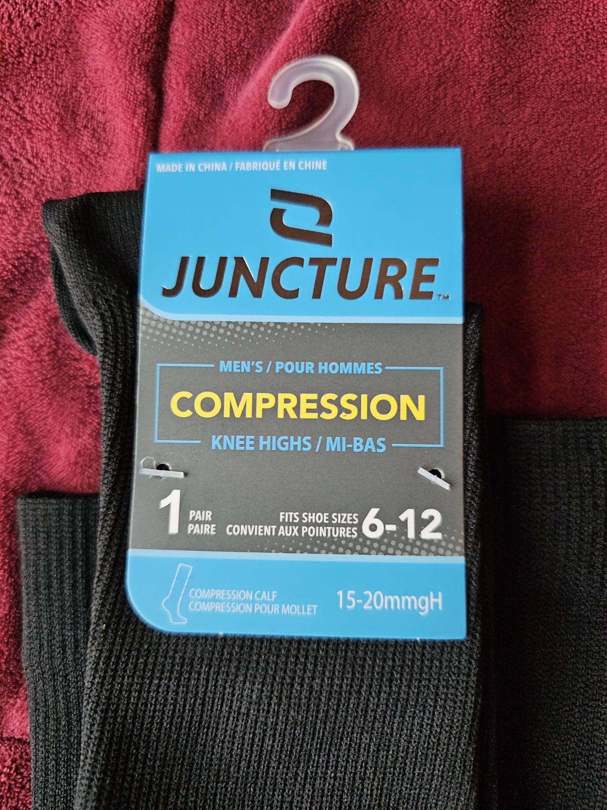 Juncture Mens Compression Calf Knee High Socks Long Size 6-12 Black NWT One Pair