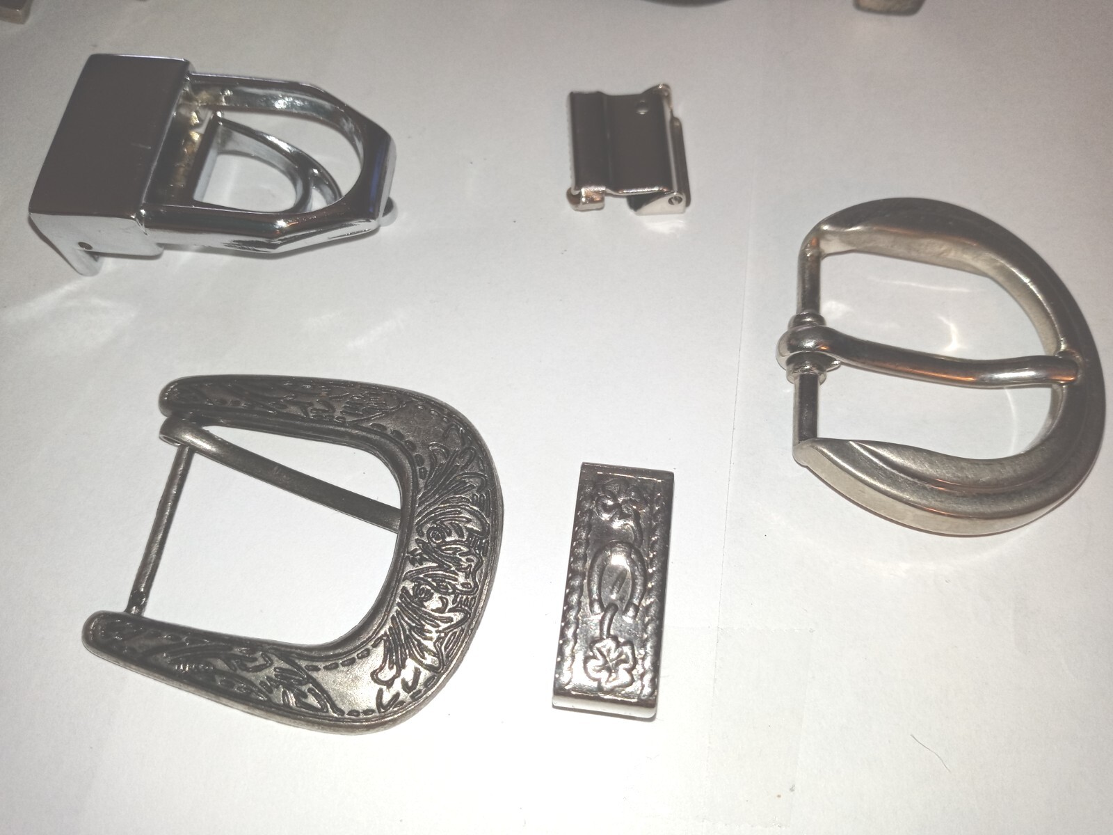 Lot of 8 Silvertone Buckles + Sliders For Crafts Sewing Replacement Parts etc