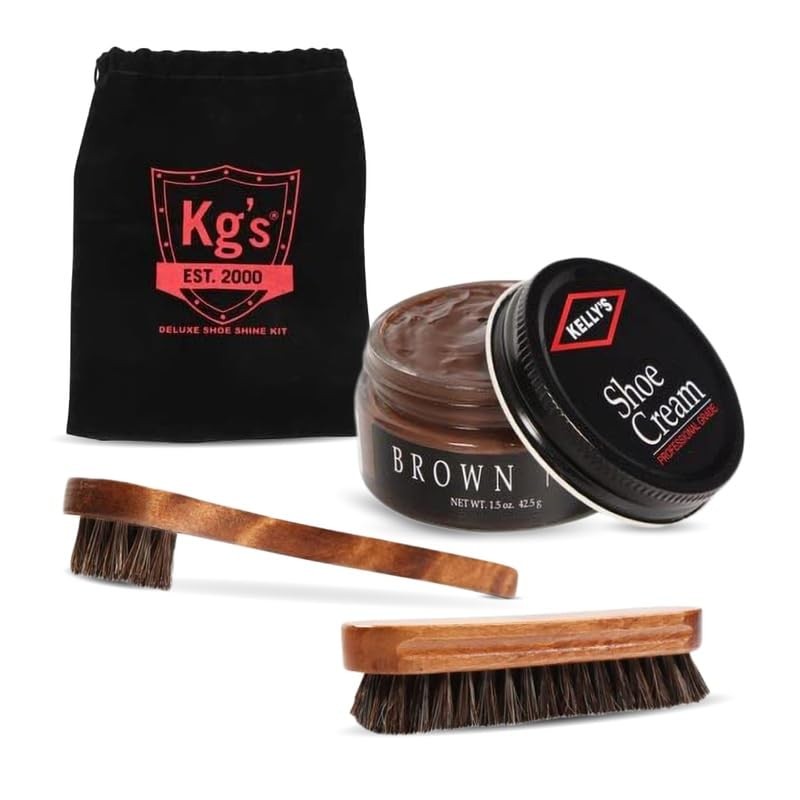 Brown Polish & Shoe Shine Kit – Includes Brown Shoe Polish, Horsehair Shoe Br…