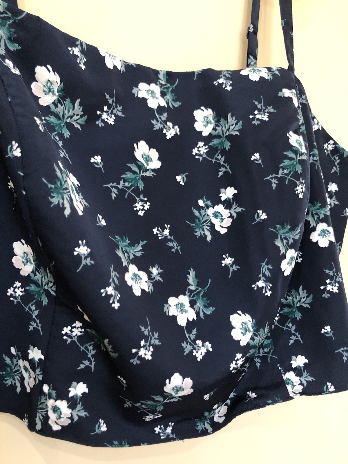 Old Navy Crop Top Cami Bra Navy Blue Beige Flowers Plus Size XXL Women’s