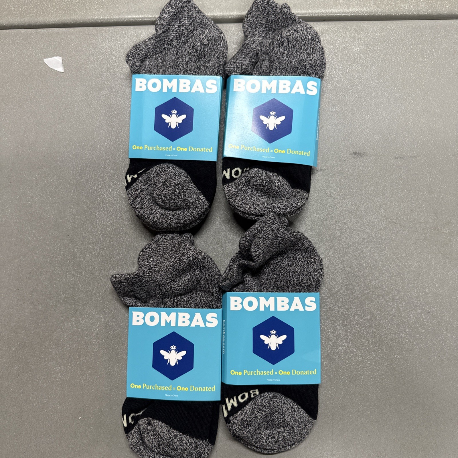 4 Pack Bombas All-Purpose Ankle Socks – Women’s Medium – Black /Grey