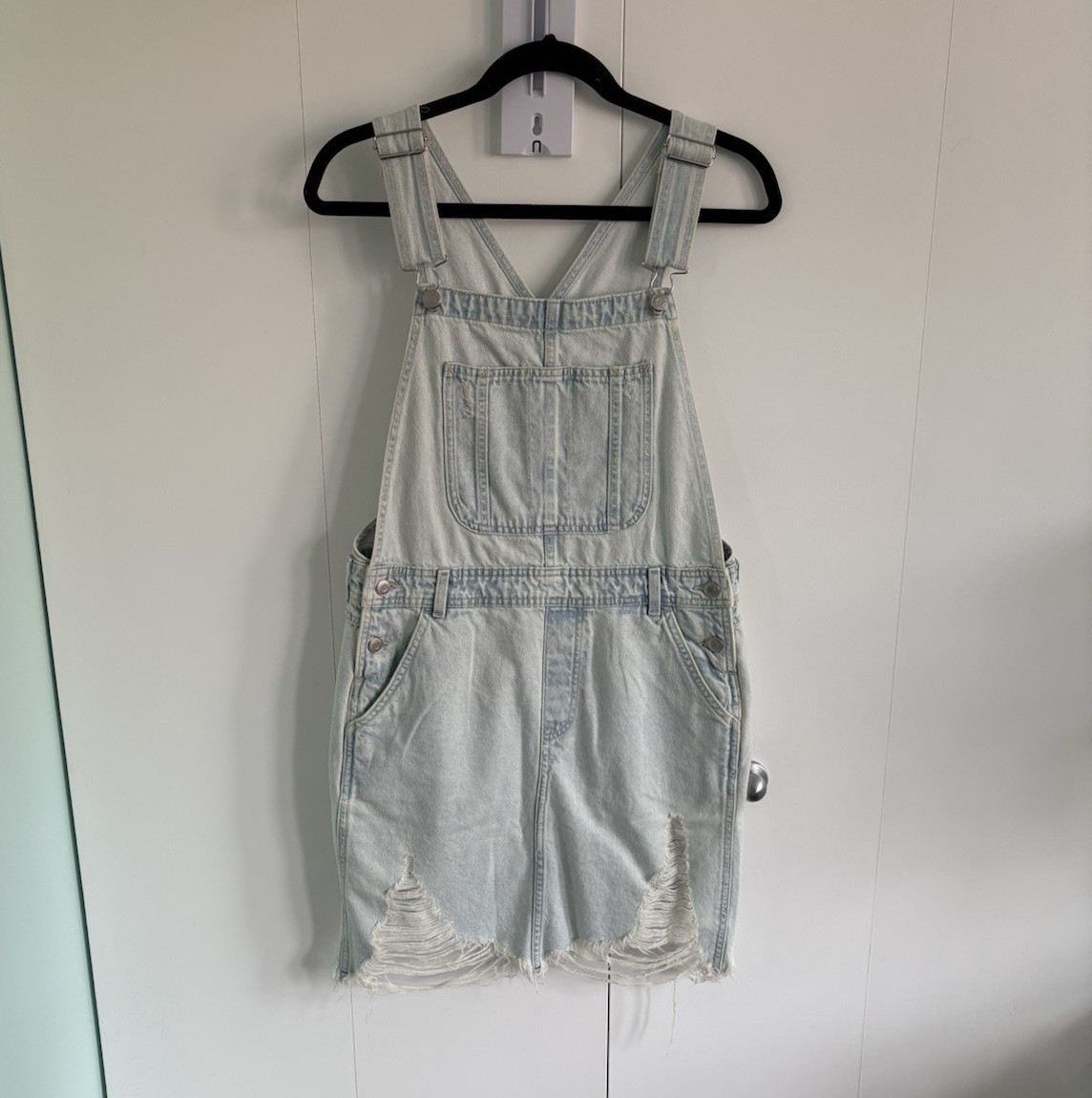 H&M &Denim Women’s Blue Light Wash Denim Overall Romper Shortalls S Button