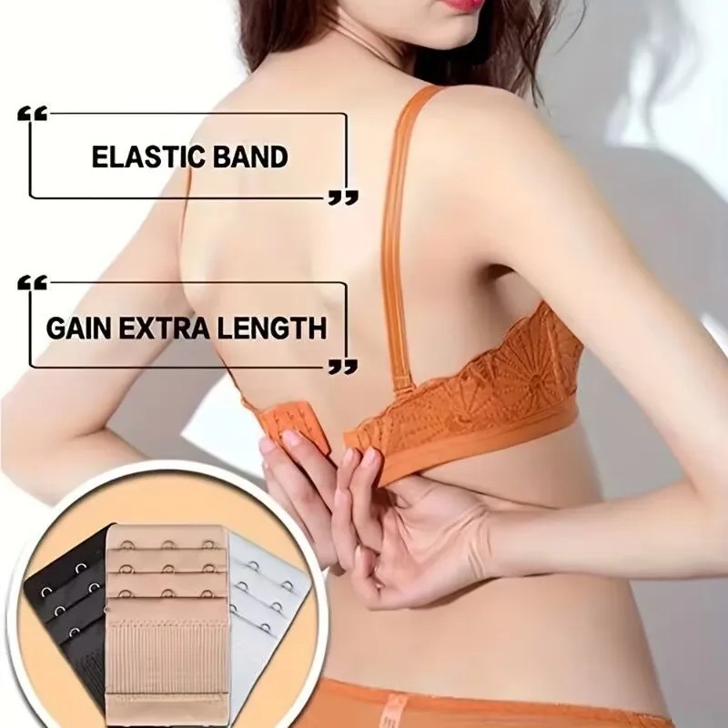 4 Pieces 3-Hook Bra Strap Extender; Comfortable and Adjustable Bra Strap Clip
