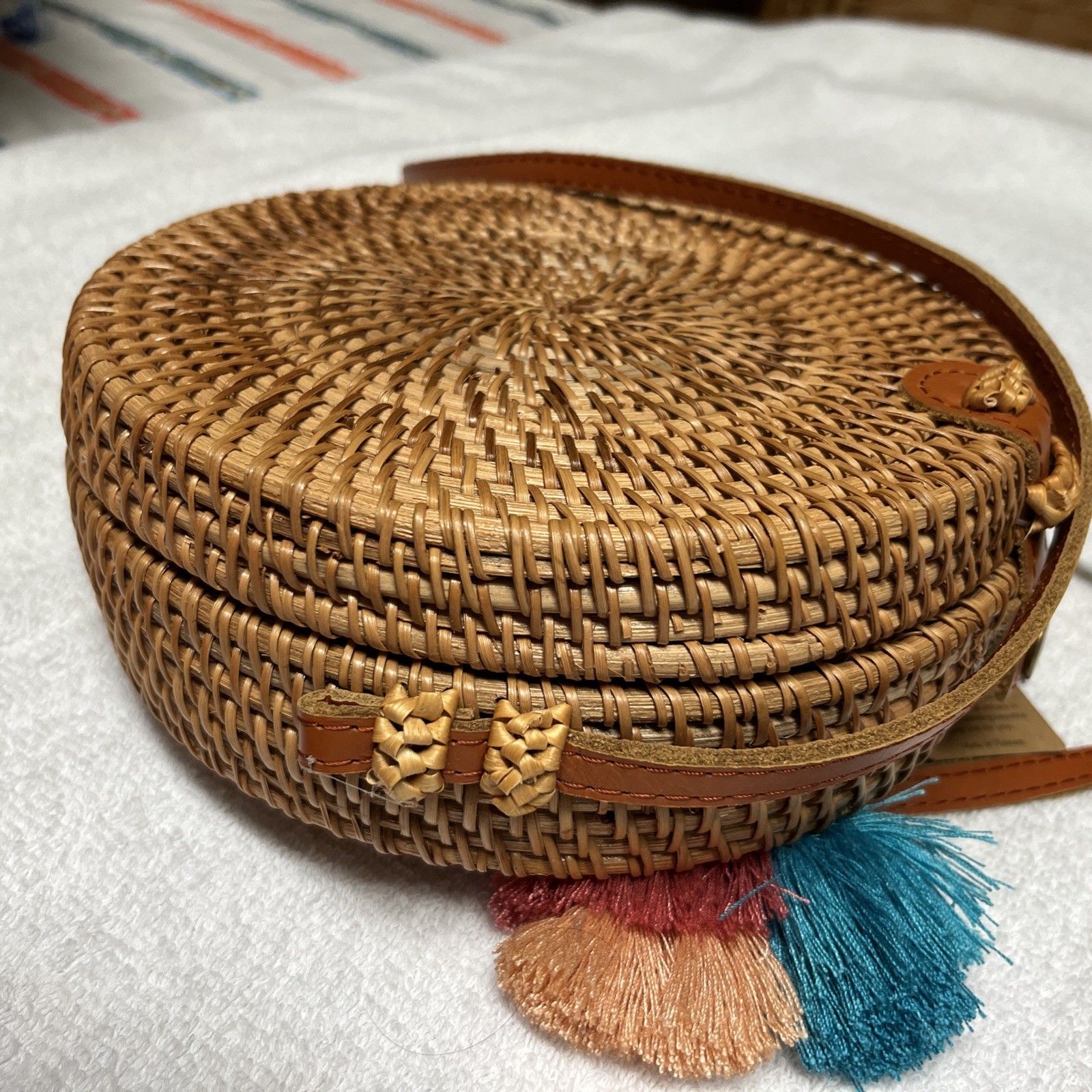 Women’s Shoulder Bag Genuine Leather Brown Woven