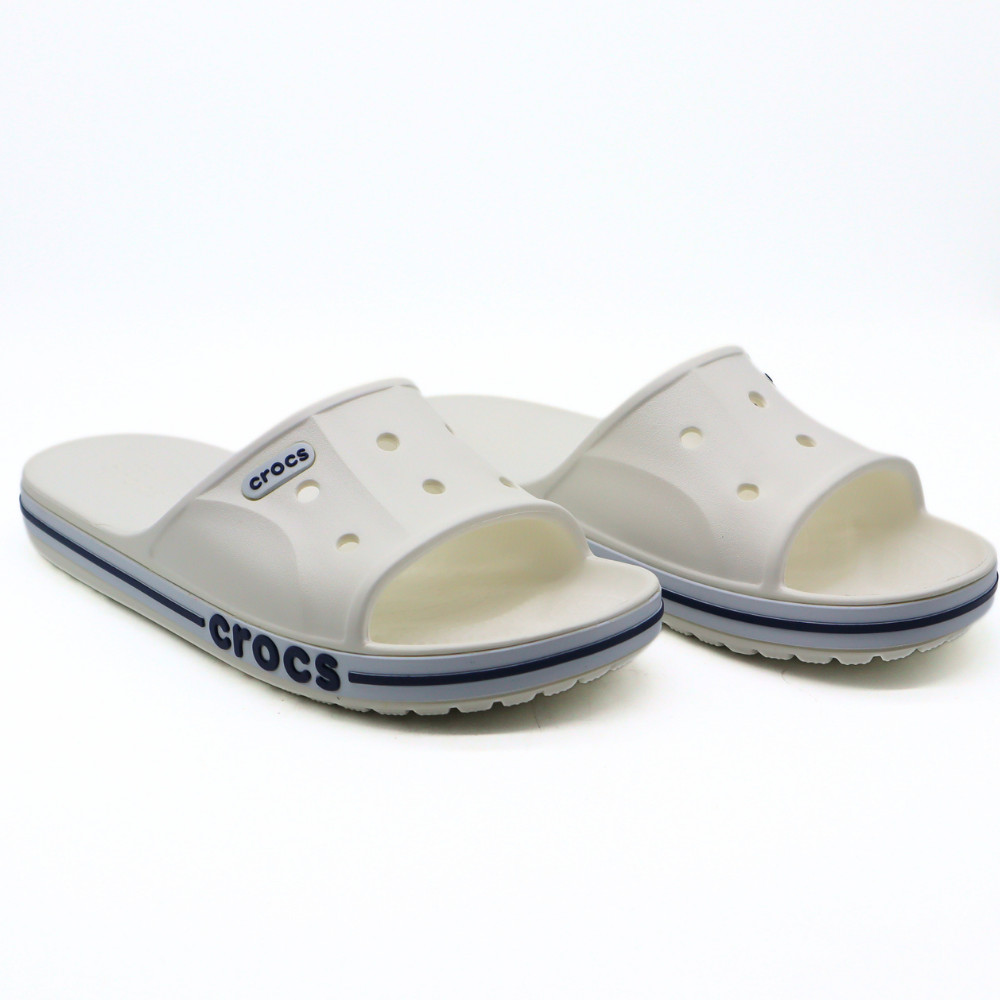 Crocs Unisex Bayaband Slides White/Navy 8 Men/10 Women – NEW