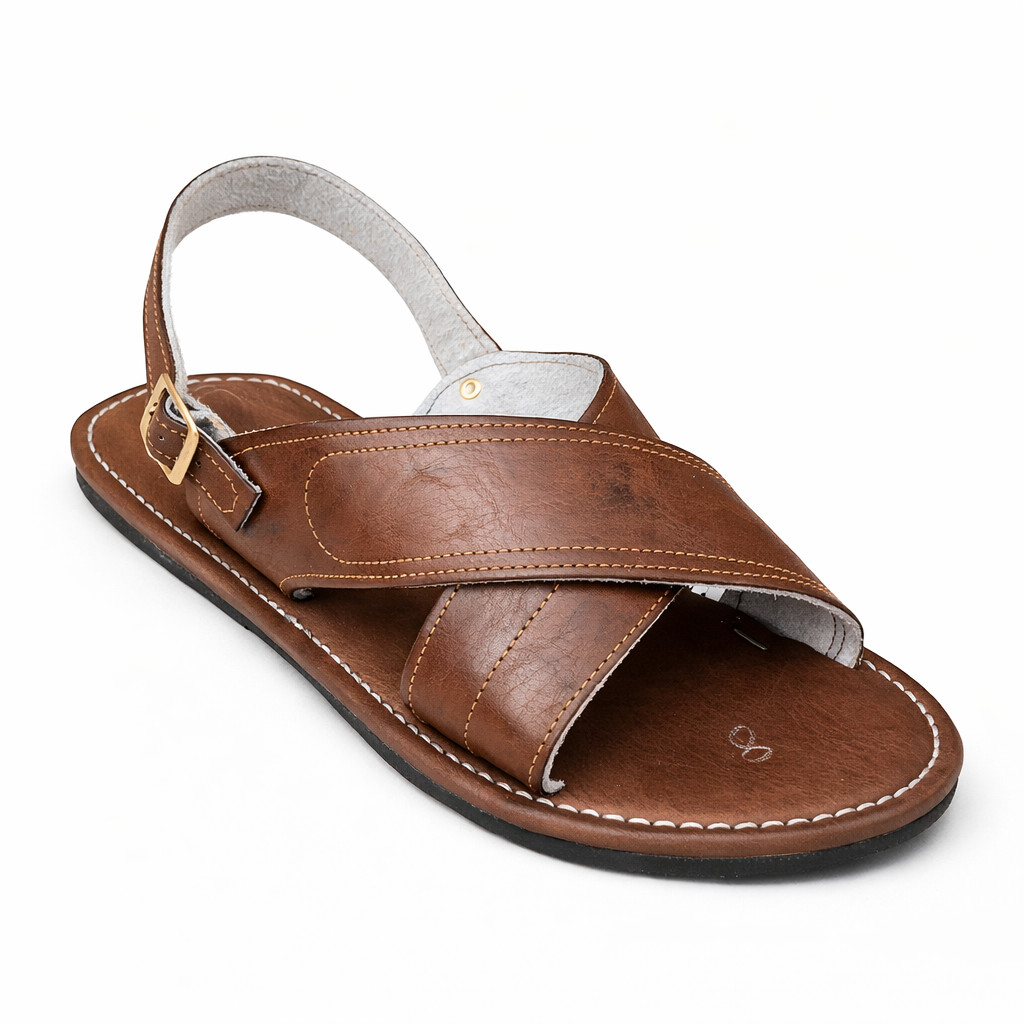 Huarache De Hombre CRUZADO Acoginado w/Buckle-Burgundy -Men Mexican Sandals