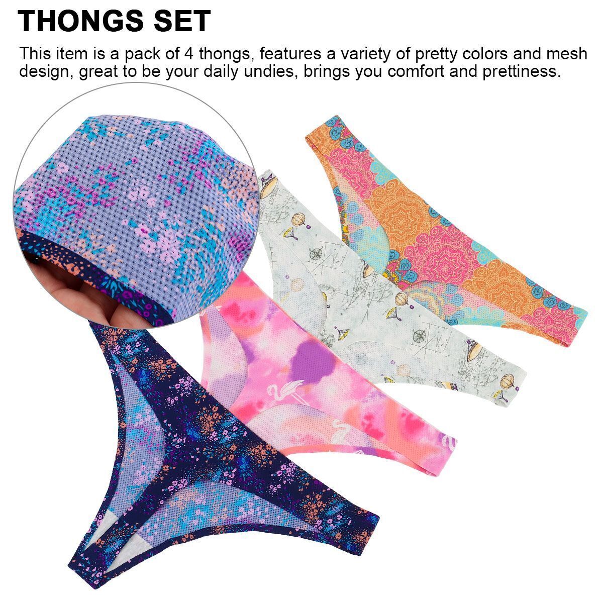 4 Pack Womens Sexy G-string Thongs T-back Underwear Panties Lingeries Sleepwear