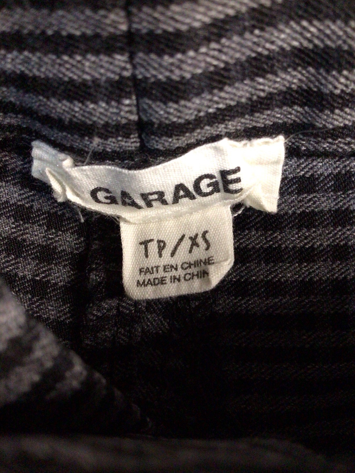 GARAGE Womens Pants Black Gray Grey Gingham Checkered Zip Front Leggings Size XS