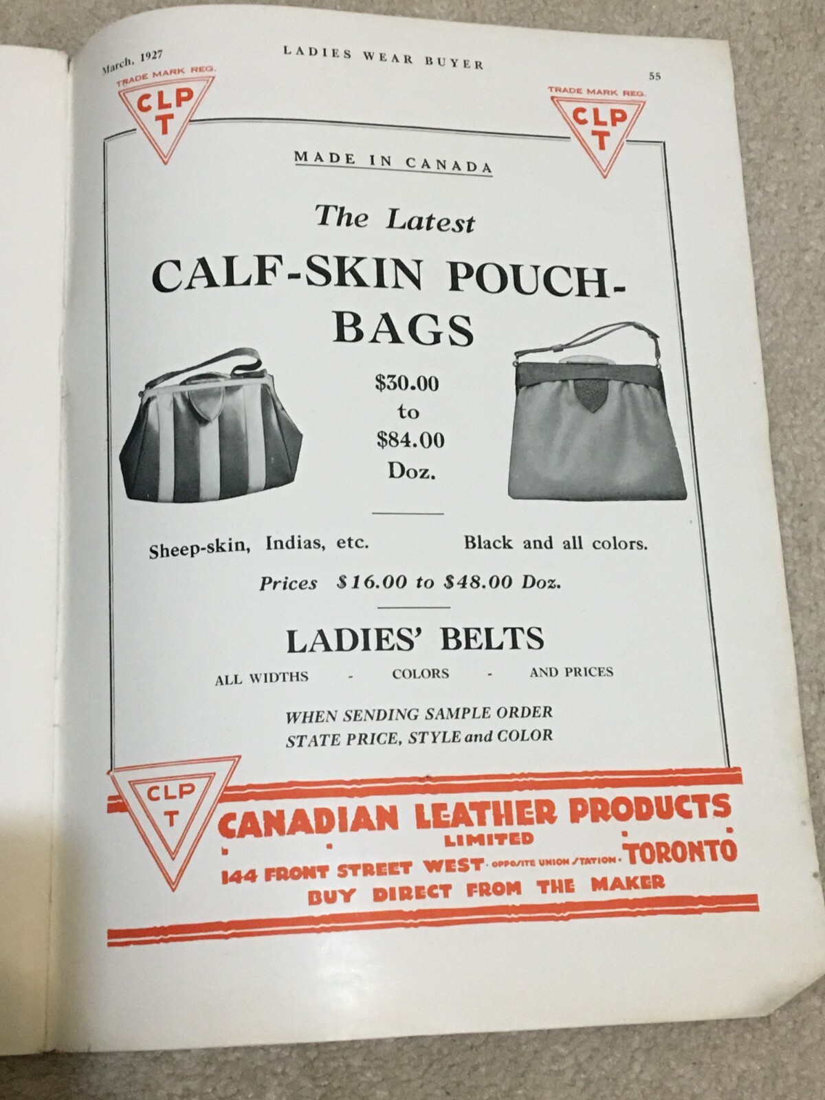 Vtg 1927 Ladies Wear Buyer Magazine for Woman, Dept & General Stores, Canada