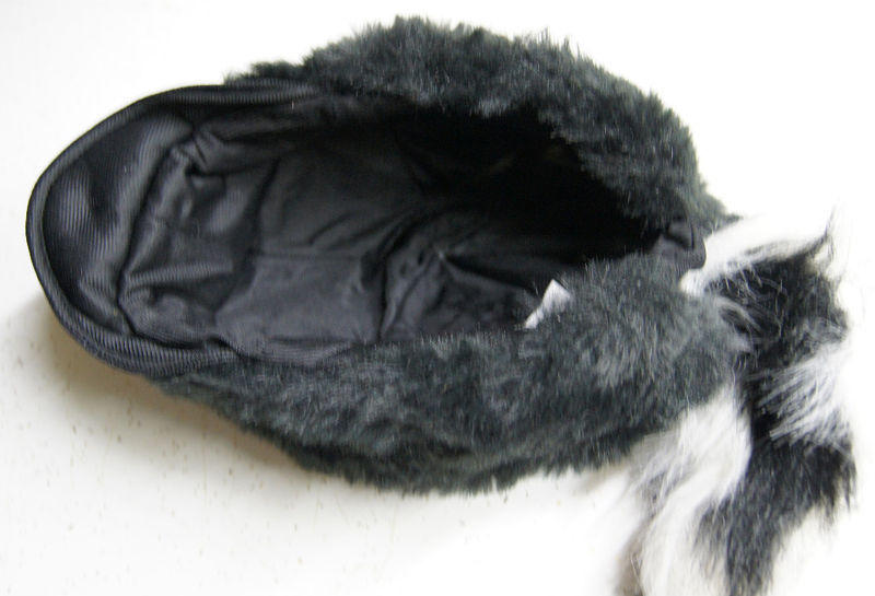 coonskin SKUNK HAT tail Halloween COSTUME head mask cap PLUSH furry pepe le pew