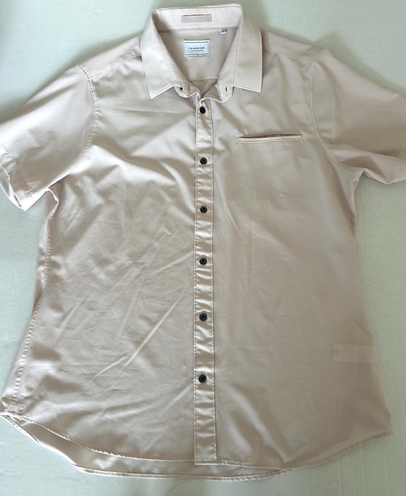 7D 7 Diamonds 4-way stretch shirt mens L Light Beige
