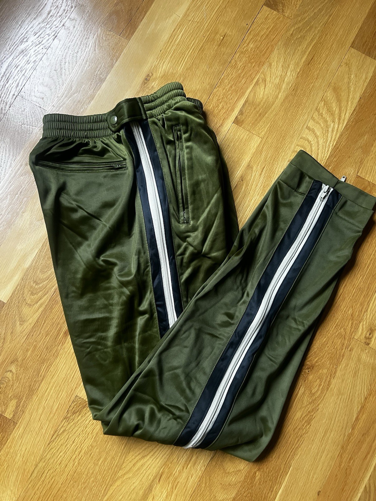 Vintage 80s/90s Solare Sporta Track Pants Mens Med Zip Side Stripe