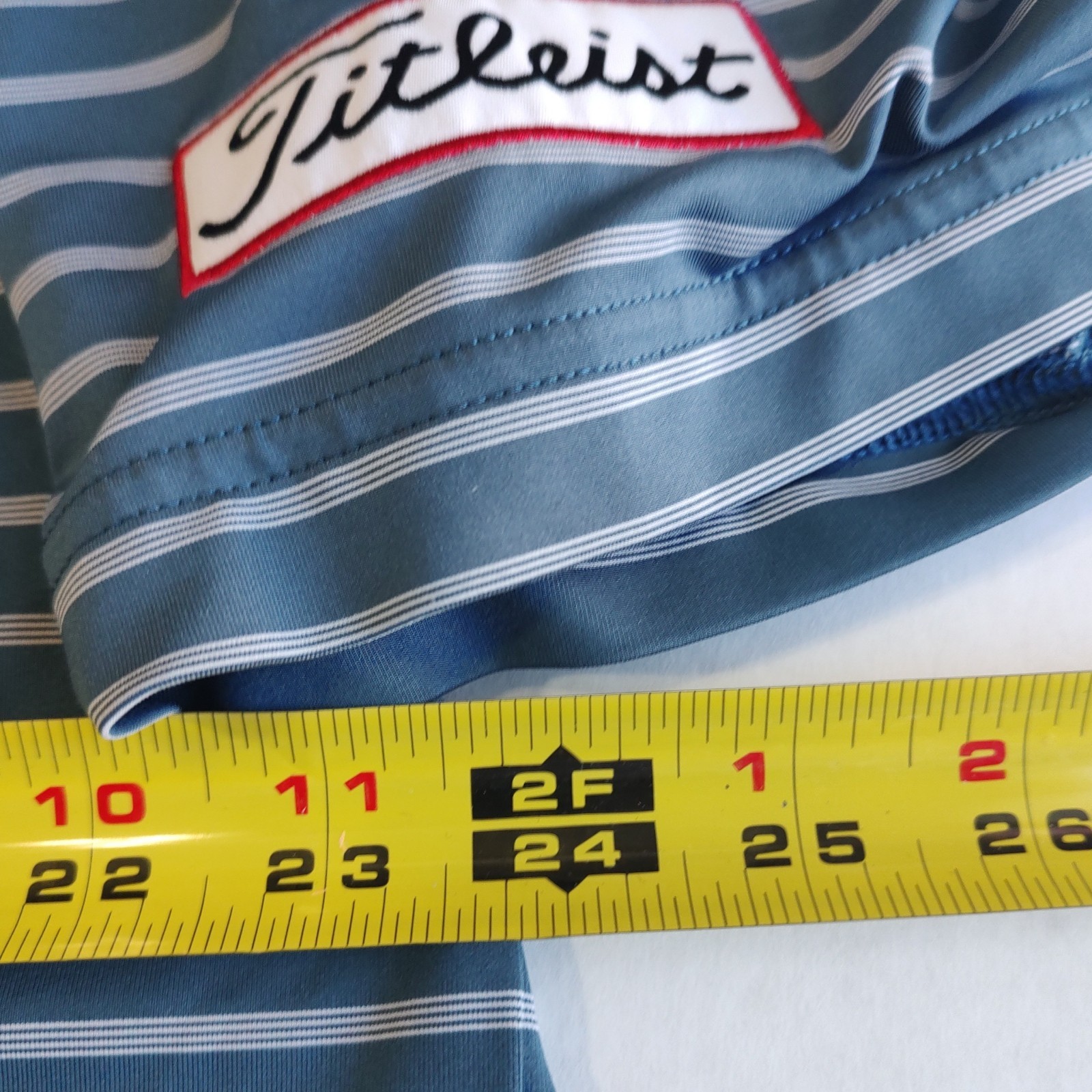 Footjoy Titleist Tour Golf Polo Shirt Mens L Blue Stripe Performance Stretch
